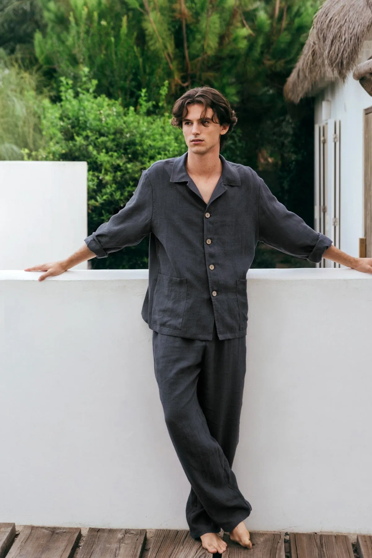 Oliver Men's Linen Loungewear Set | Charcoal