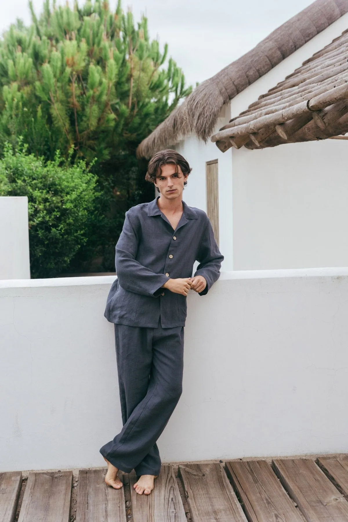 Oliver Men's Linen Loungewear Set | Charcoal