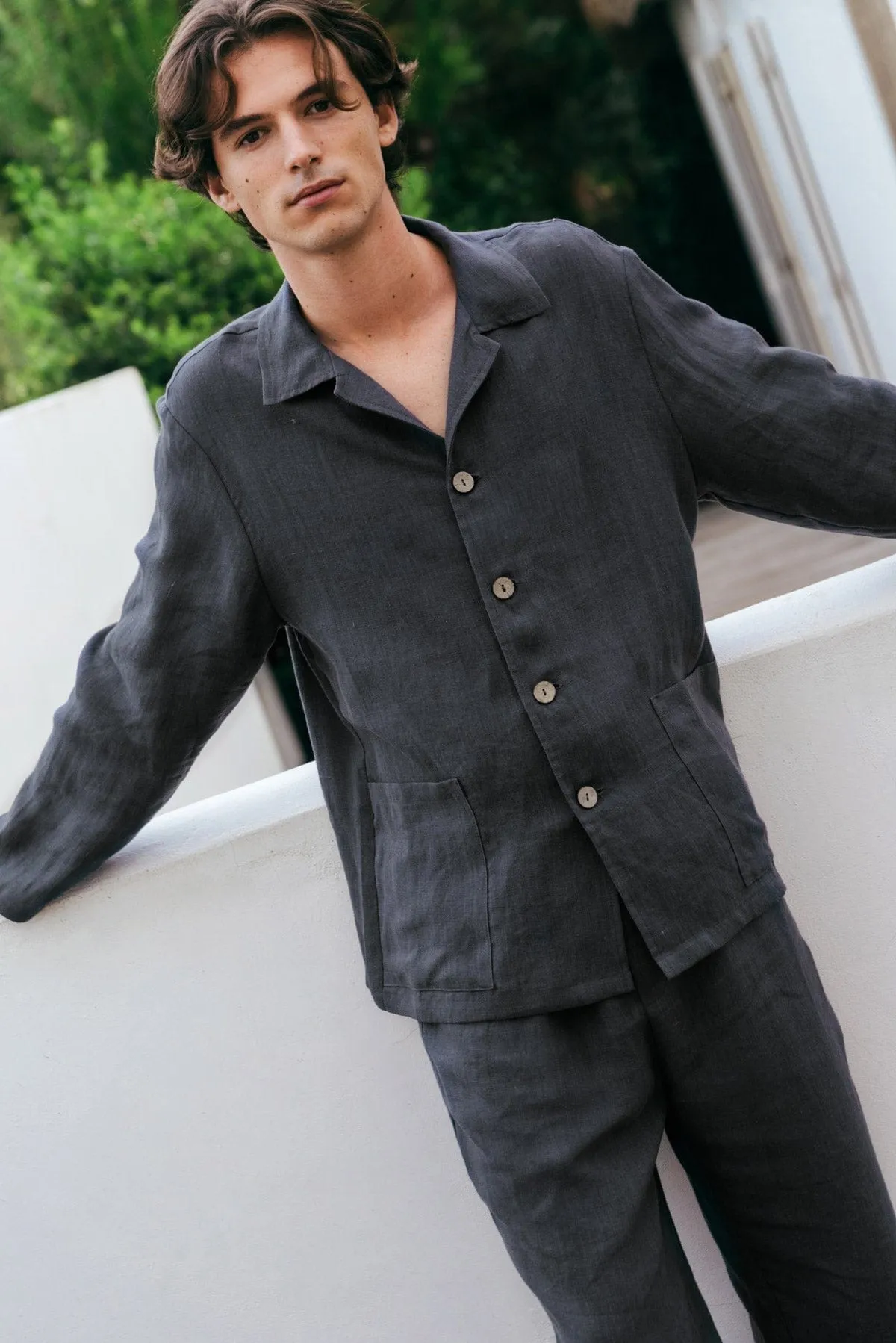 Oliver Men's Linen Loungewear Set | Charcoal