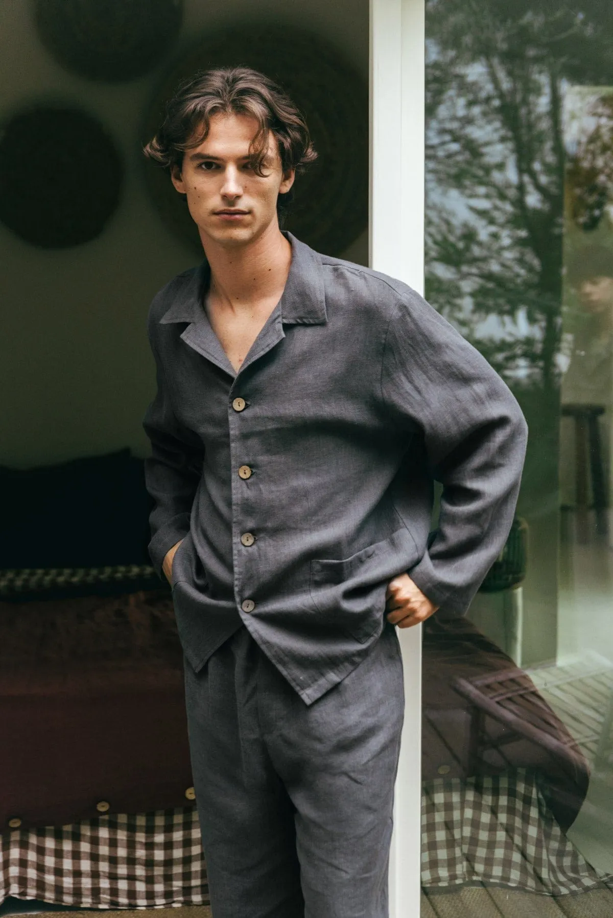 Oliver Men's Linen Loungewear Set | Charcoal