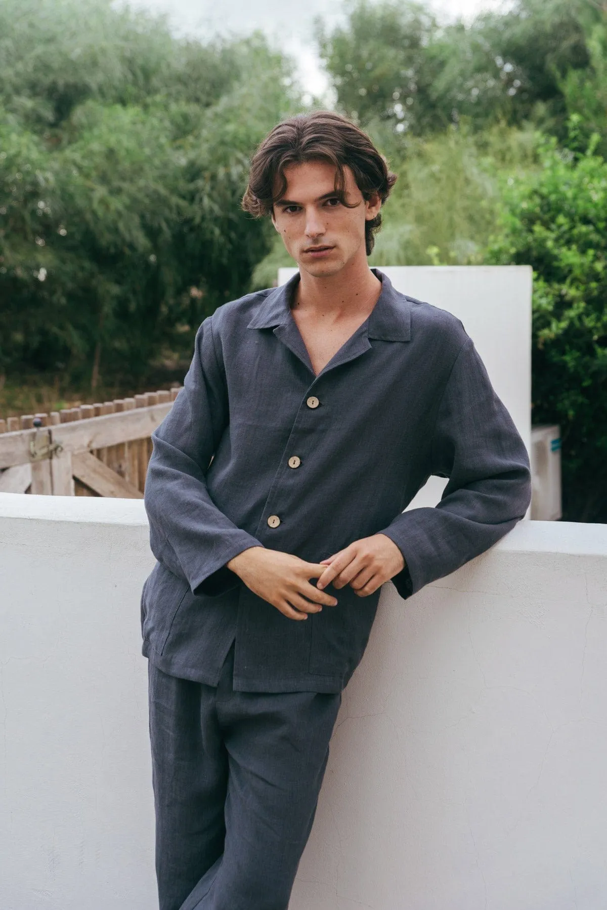 Oliver Men's Linen Loungewear Set | Charcoal