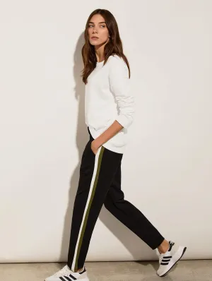 Petite Jay LENZING? ECOVERO? Side Stripe Tapered Trousers | Caviar Black & Olive