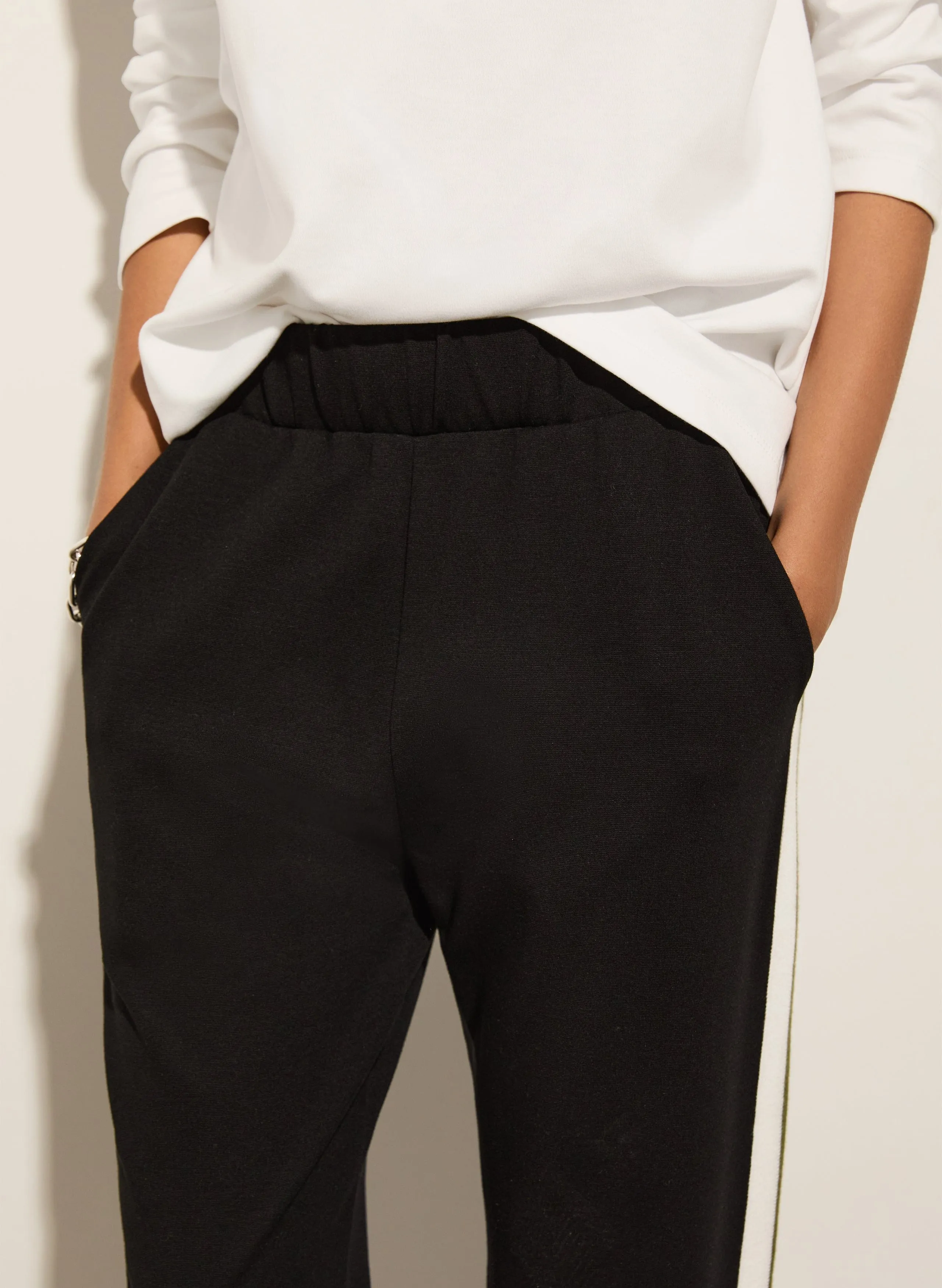 Petite Jay LENZING? ECOVERO? Side Stripe Tapered Trousers | Caviar Black & Olive