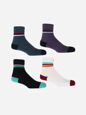Quarter Crew Men??s Organic Cotton Striped Socks Bundle | Multiple Colours