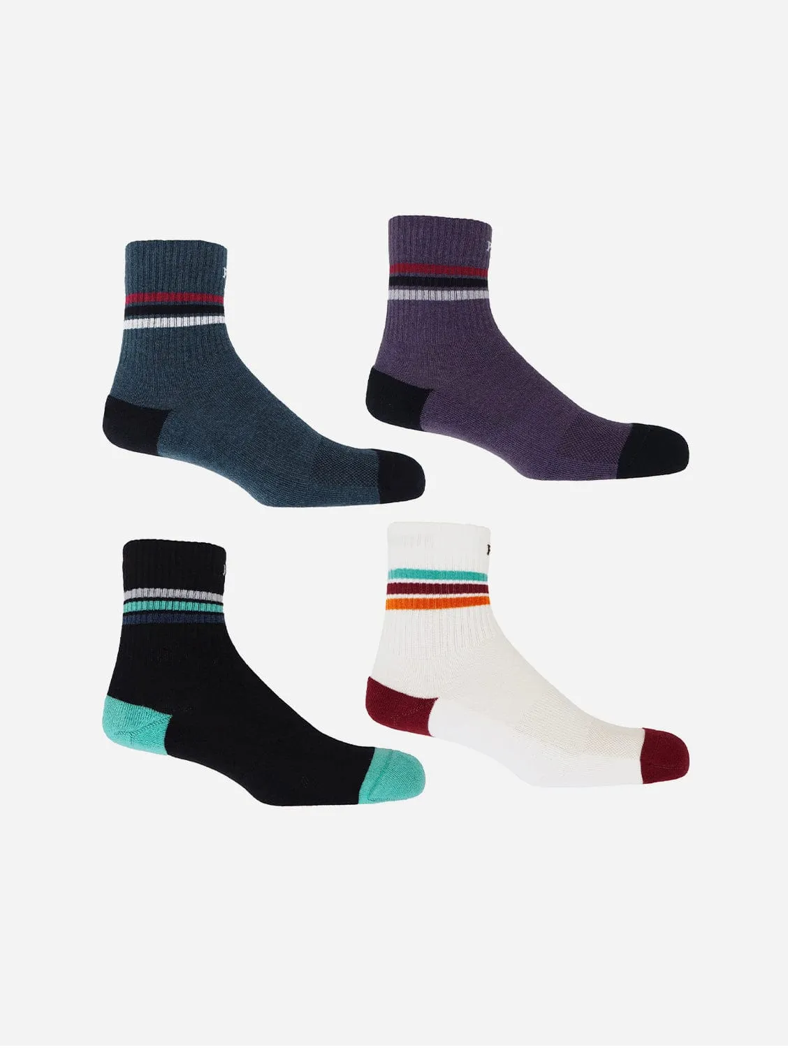 Quarter Crew Men??s Organic Cotton Striped Socks Bundle | Multiple Colours