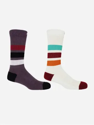 Striped Organic Men's Sport Socks Bundle | Mauve & White