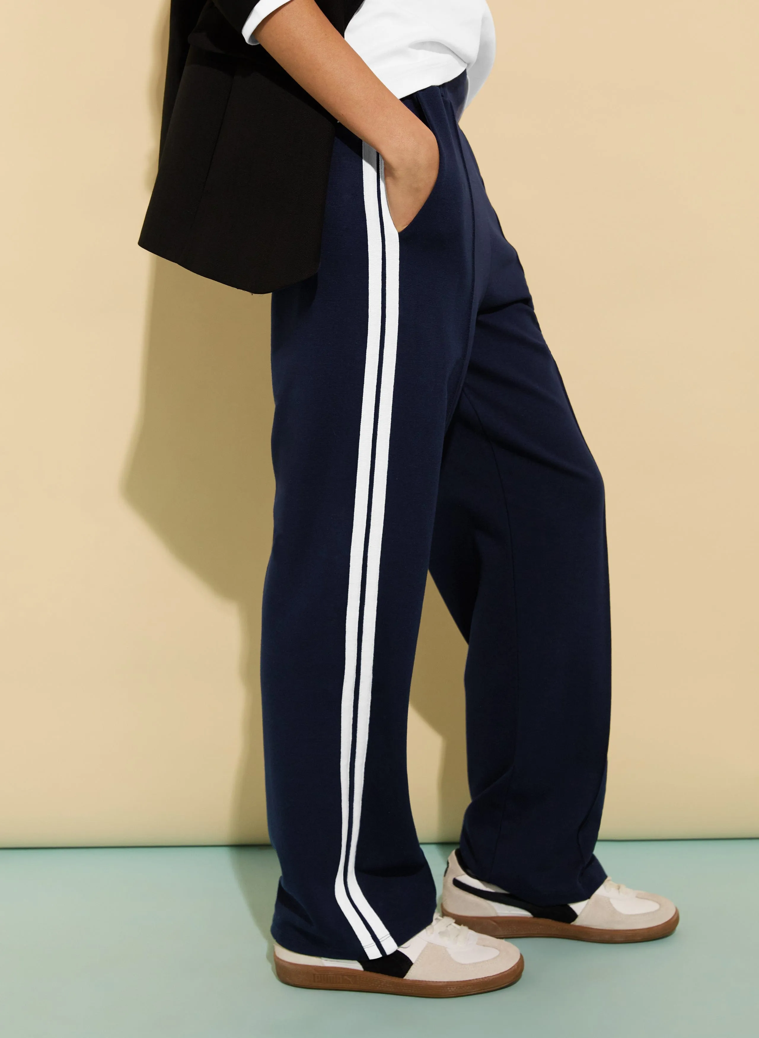 Tippi 2.0 LENZING? ECOVERO??Side Stripe Trousers | Classic Navy & Soft White