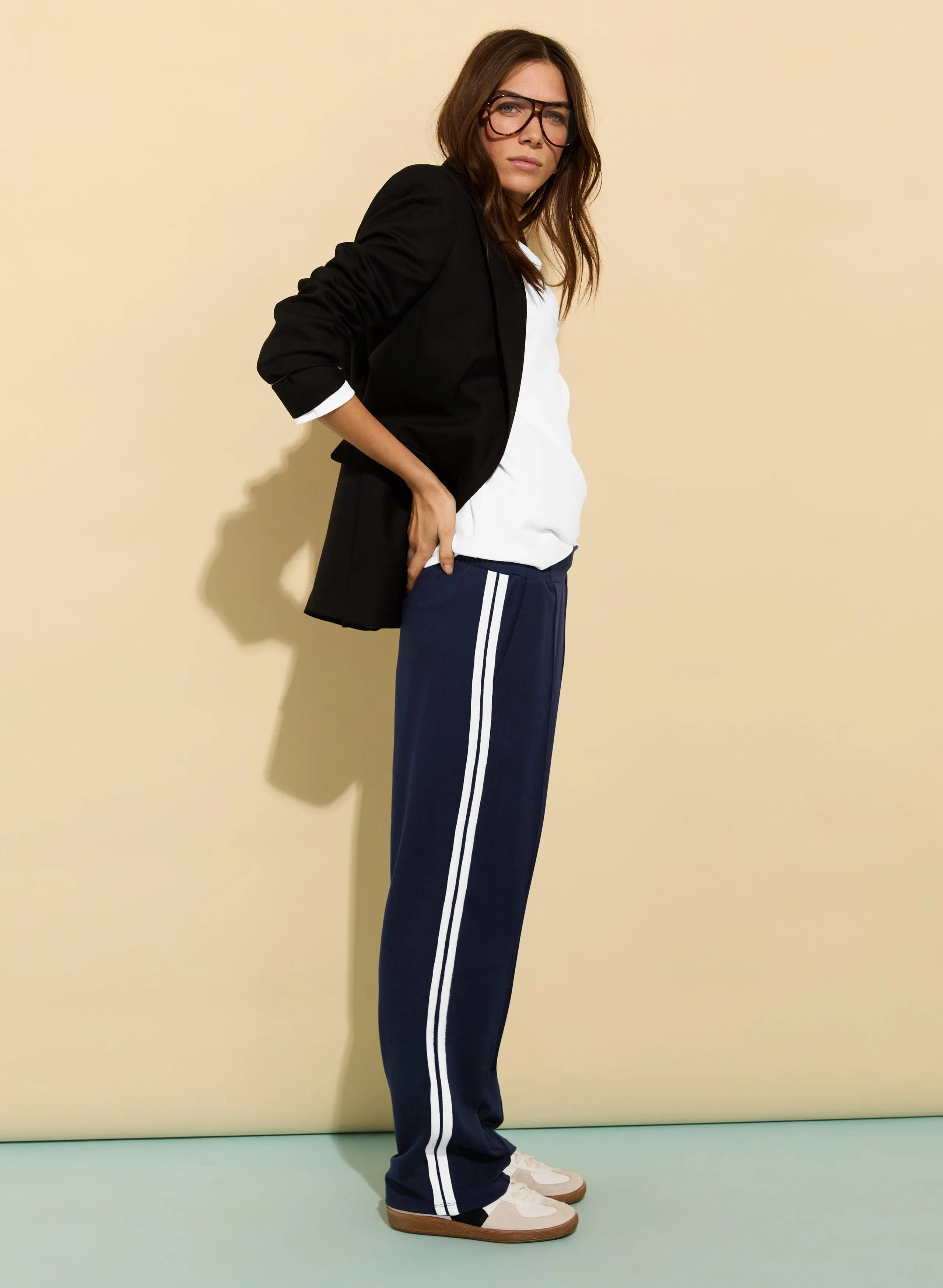Tippi 2.0 LENZING? ECOVERO??Side Stripe Trousers | Classic Navy & Soft White