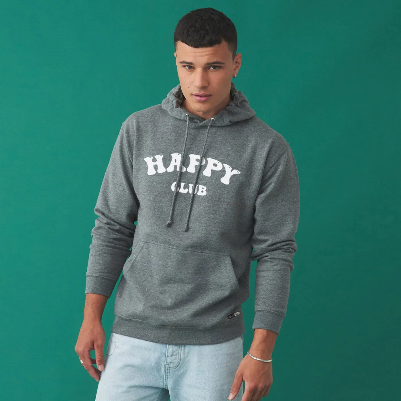 Vegan Men's 'Happy Club' College Hoodie | Multiple Colours