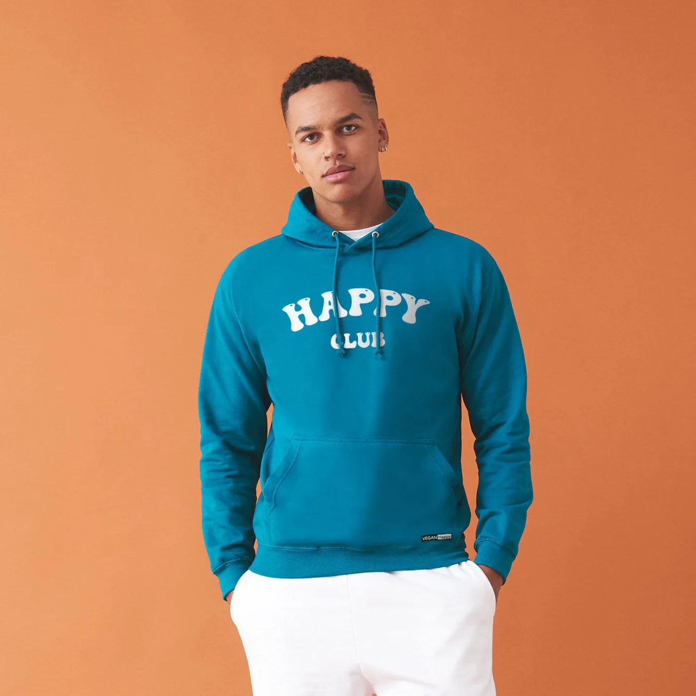 Vegan Men's 'Happy Club' College Hoodie | Multiple Colours