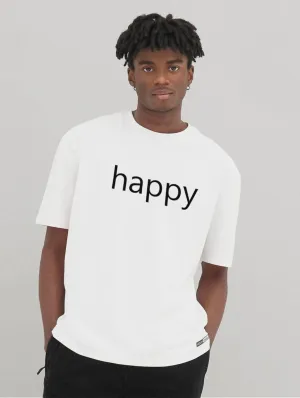Vegan Men's Oversized 'Happy' T-Shirt | Multiple Colours