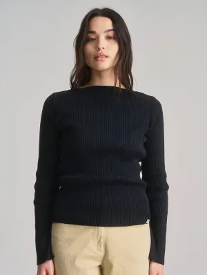 Wasabi Women's Organic Cotton Rib Jumper | Black