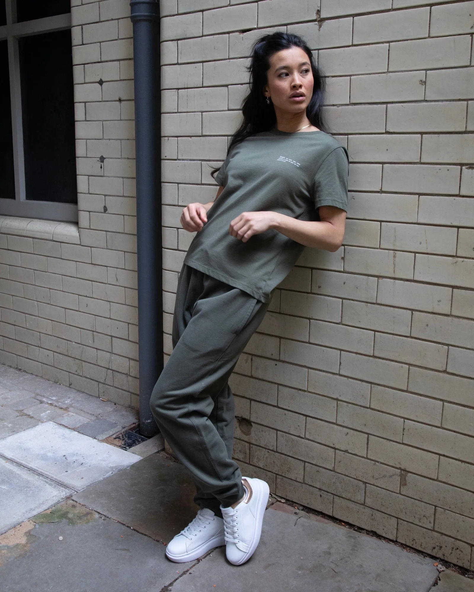 Women's Organic Cotton Relaxed Fit Joggers | Pine Green Khaki
