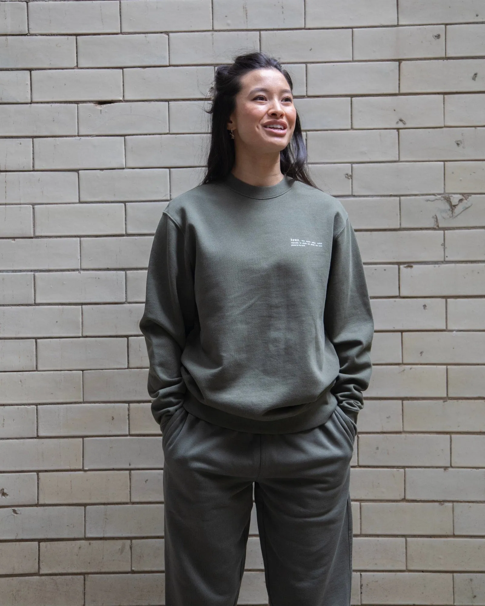 Women's Organic Cotton Relaxed Fit Sweatshirt | Pine Green Khaki