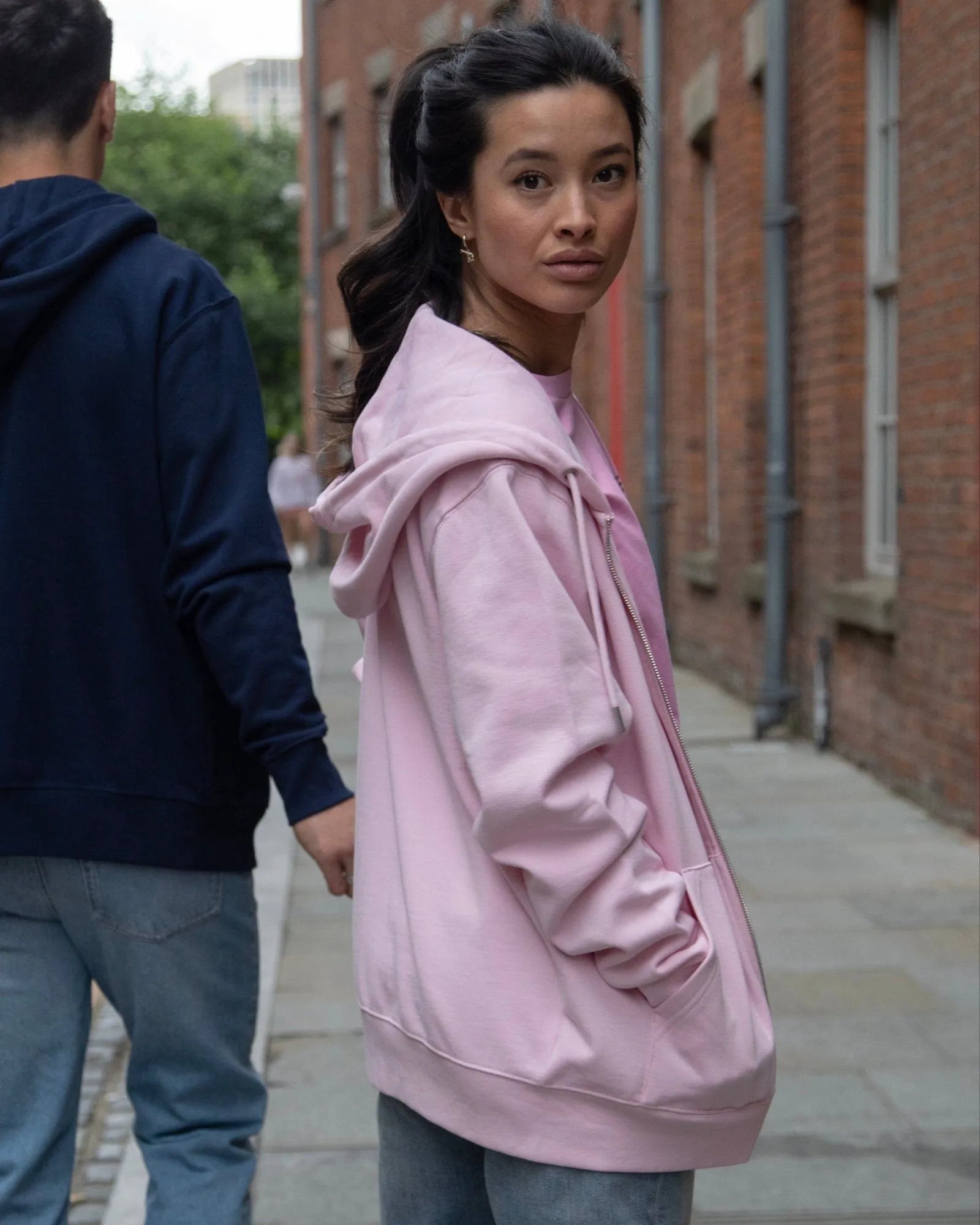 Women's Organic Cotton Relaxed Fit Zip Hoodie | Cherry Blossom Pink