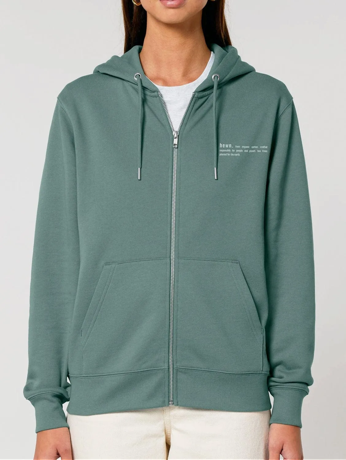 Women's Organic Cotton Relaxed Fit Zip Hoodie | Eucalyptus Green