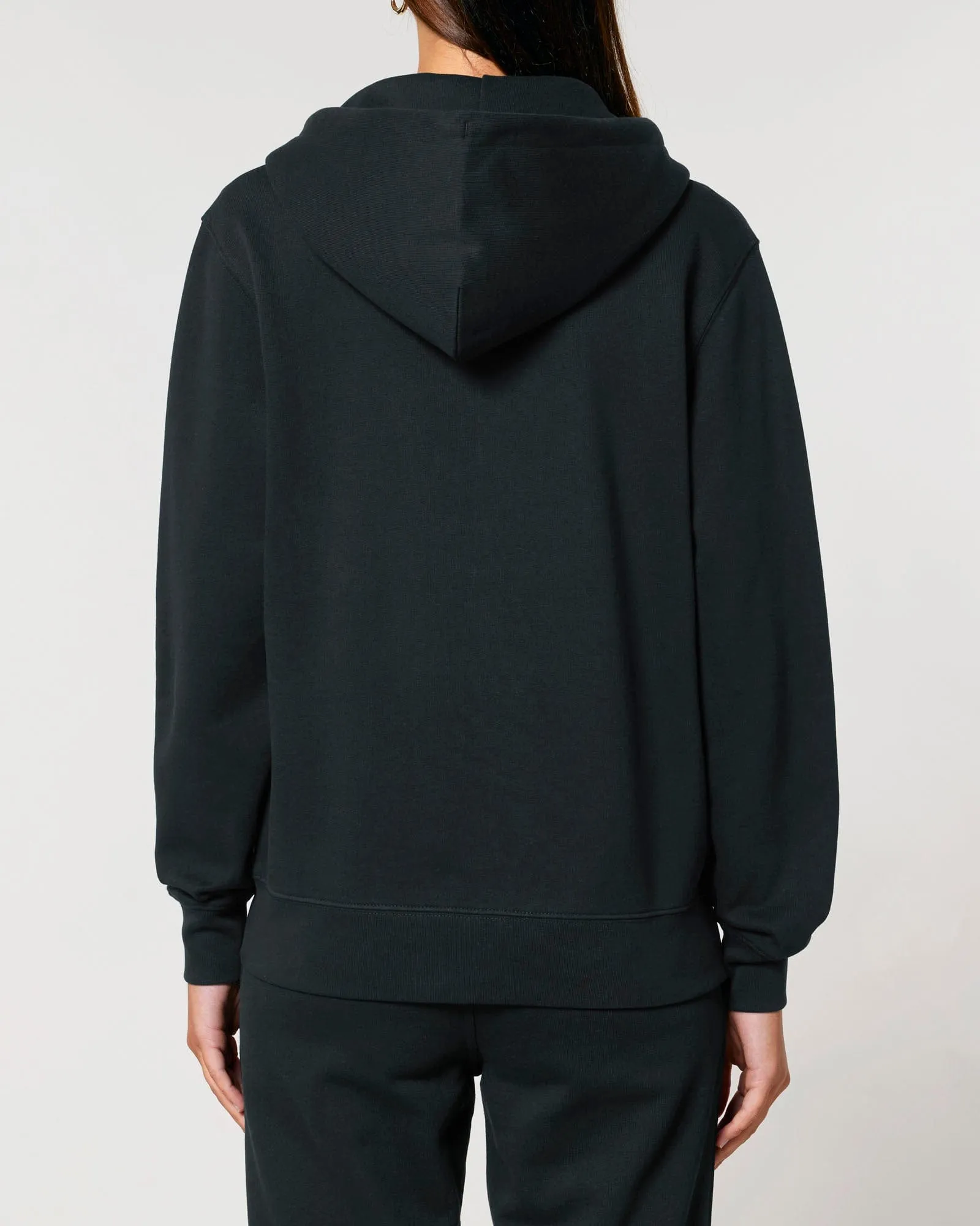 Women's Organic Cotton Relaxed Fit Zip Hoodie | Jet Black