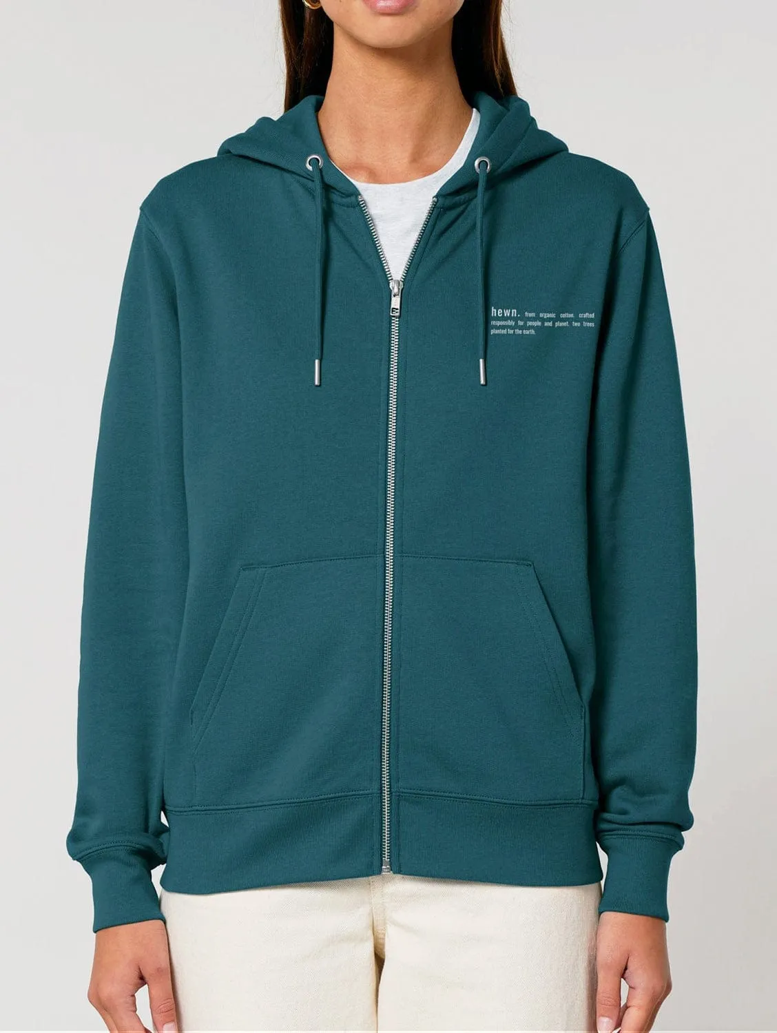 Women's Organic Cotton Relaxed Fit Zip Hoodie | Ocean Blue