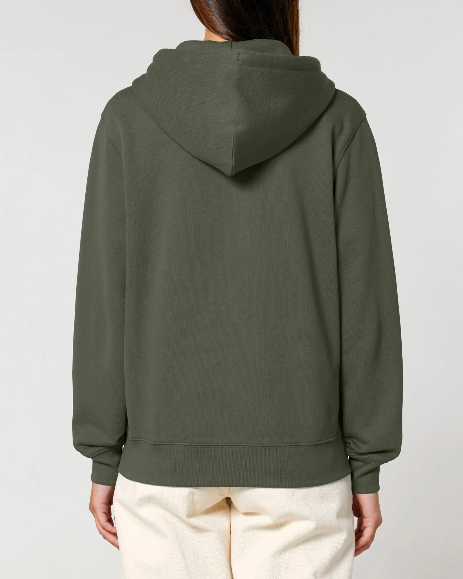 Women's Organic Cotton Relaxed Fit Zip Hoodie | Pine Green Khaki