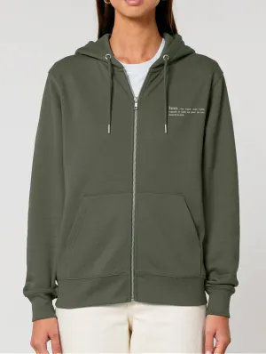 Women's Organic Cotton Relaxed Fit Zip Hoodie | Pine Green Khaki