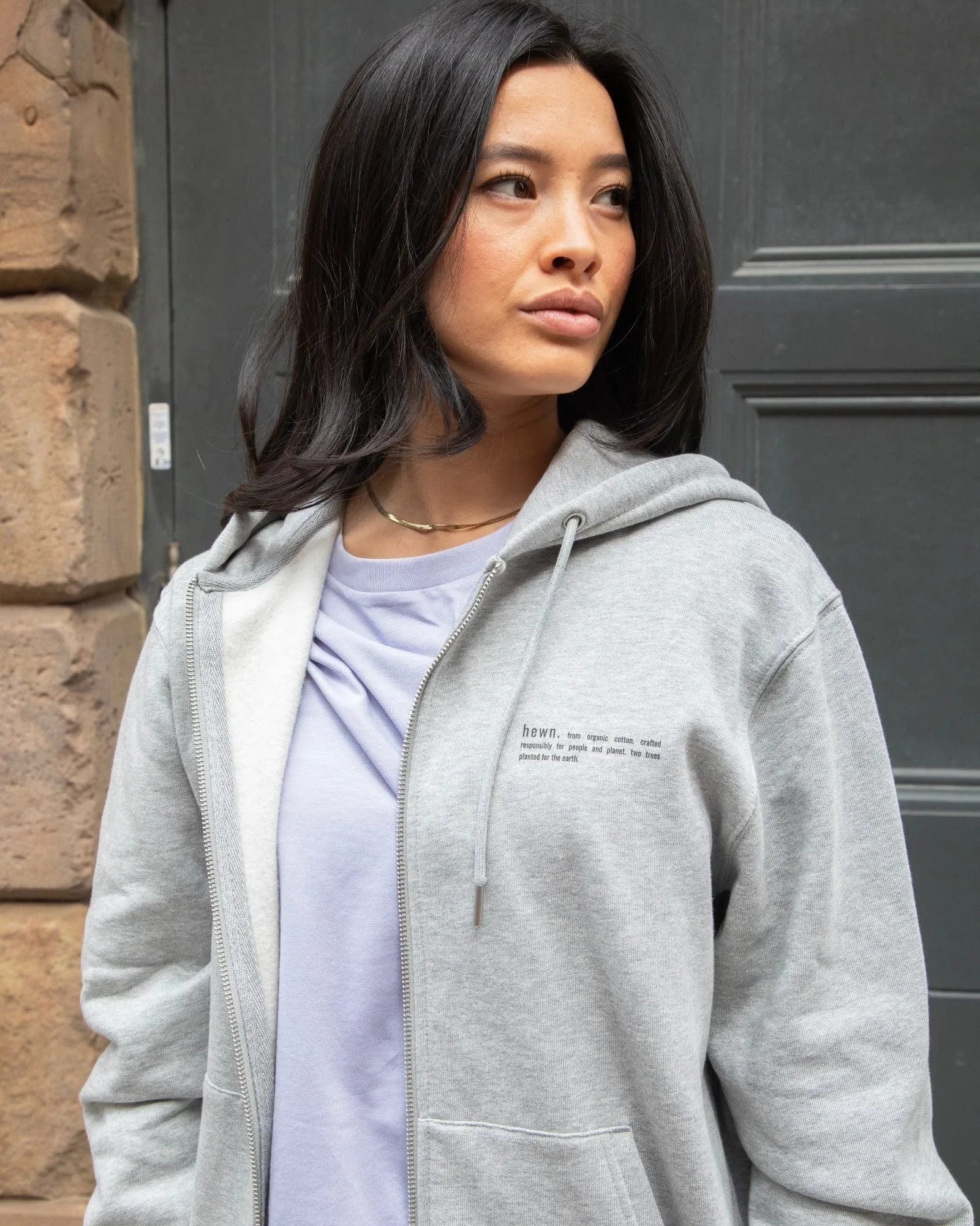 Women's Organic Cotton Relaxed Fit Zip Hoodie | Rock Grey Marl
