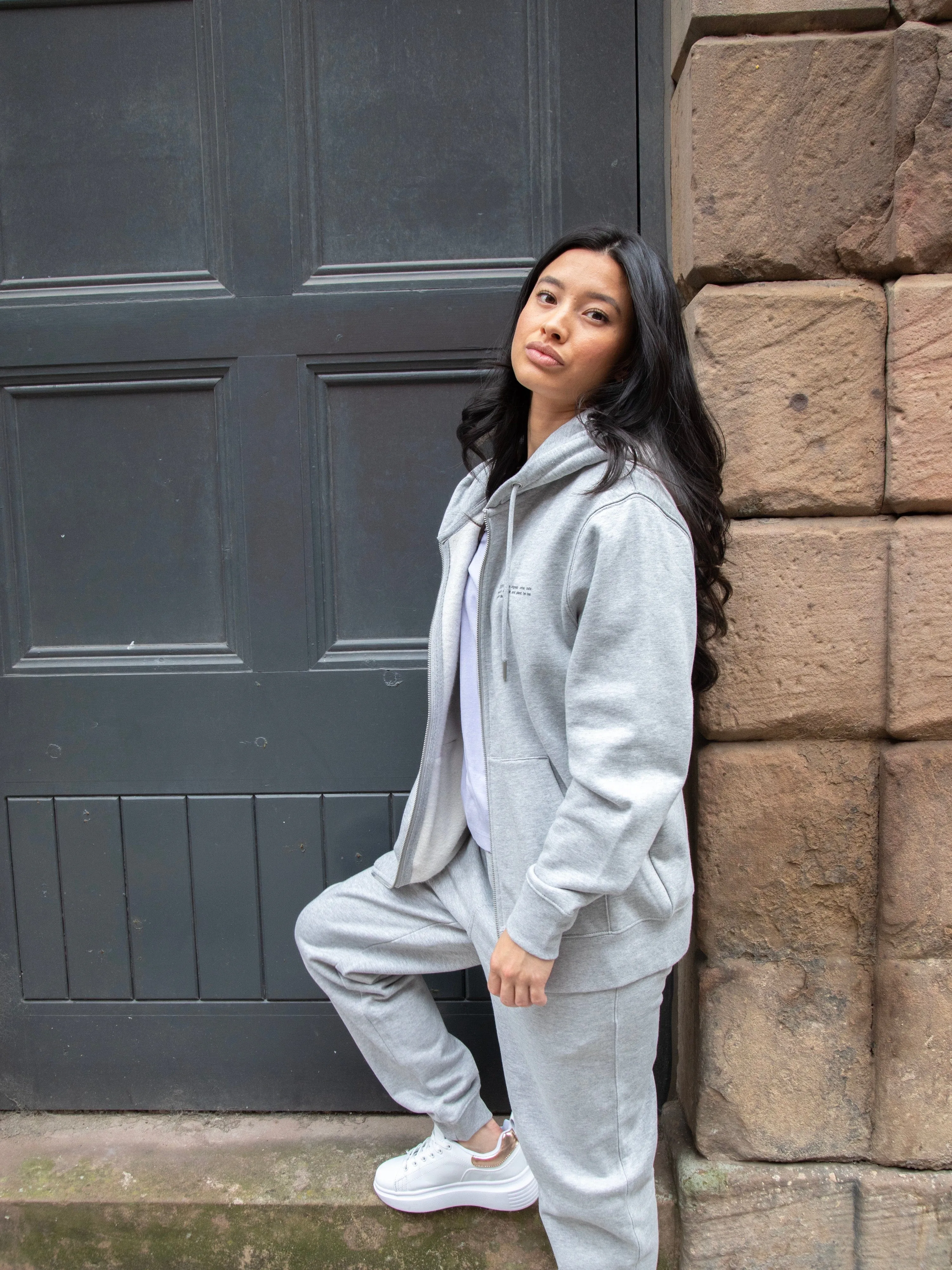 Women's Organic Cotton Relaxed Fit Zip Hoodie | Rock Grey Marl