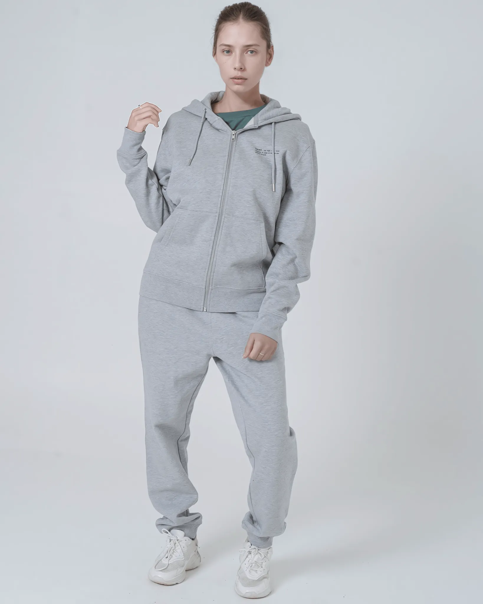 Women's Organic Cotton Relaxed Fit Zip Hoodie | Rock Grey Marl
