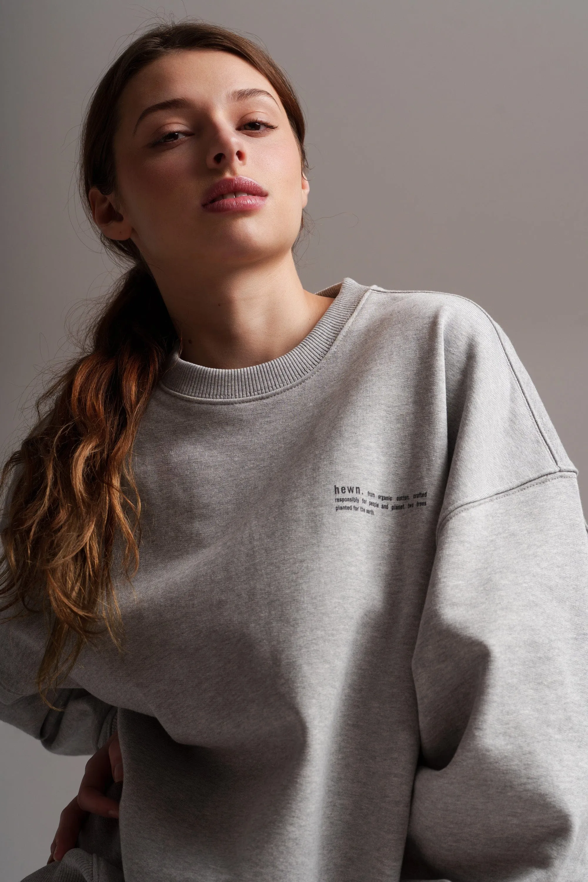 Women's Organic Cotton Signature Oversized Sweatshirt | Rock Grey Marl